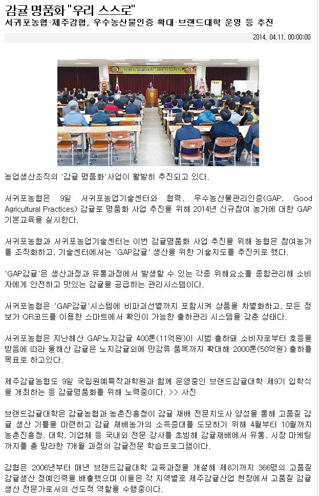 감귤 명품화 
