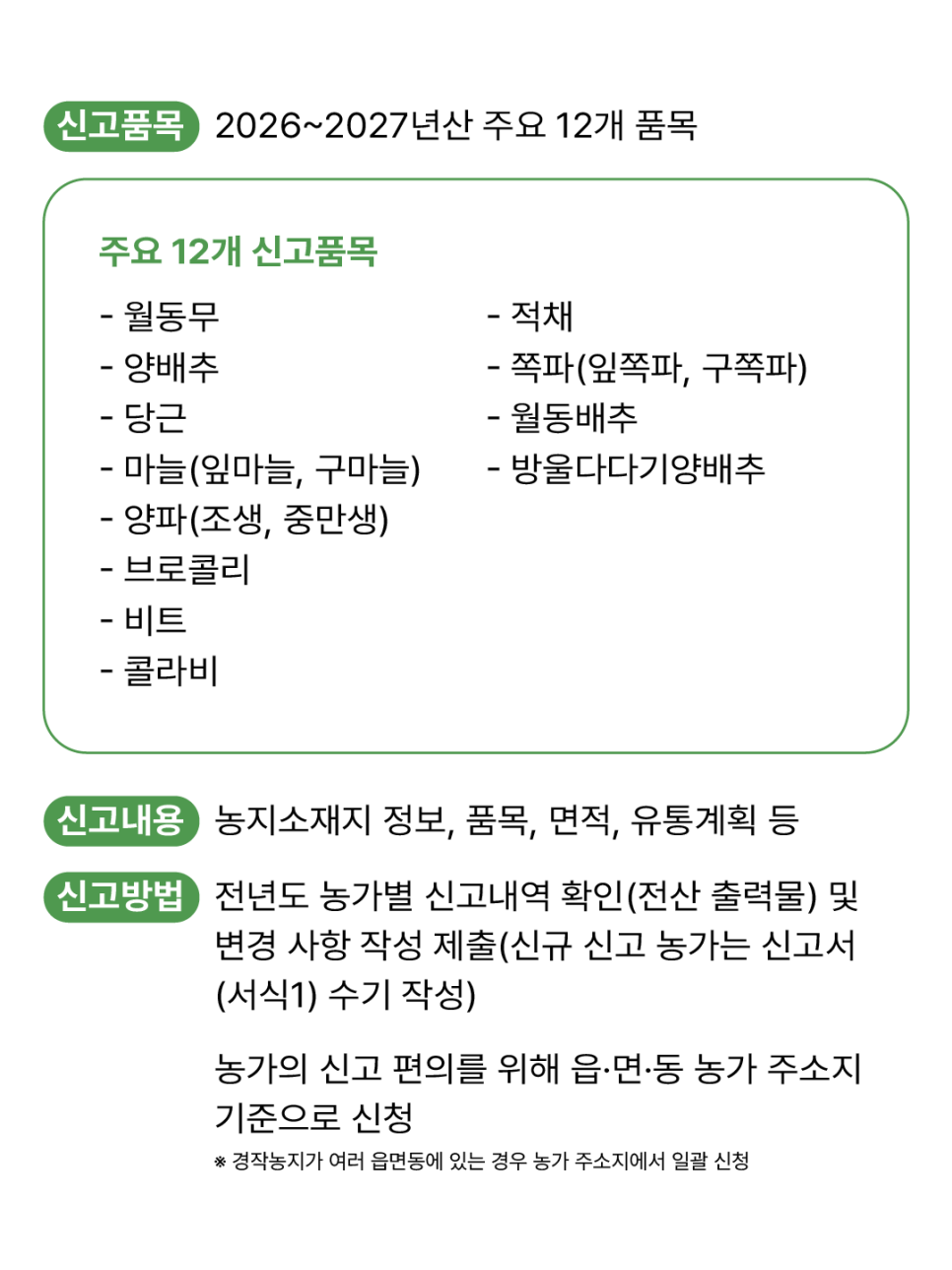 26~27년산 채소류 재배신고
