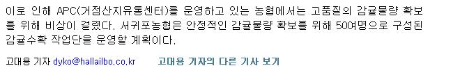 올해산 노지감귤 물량 확보 비상